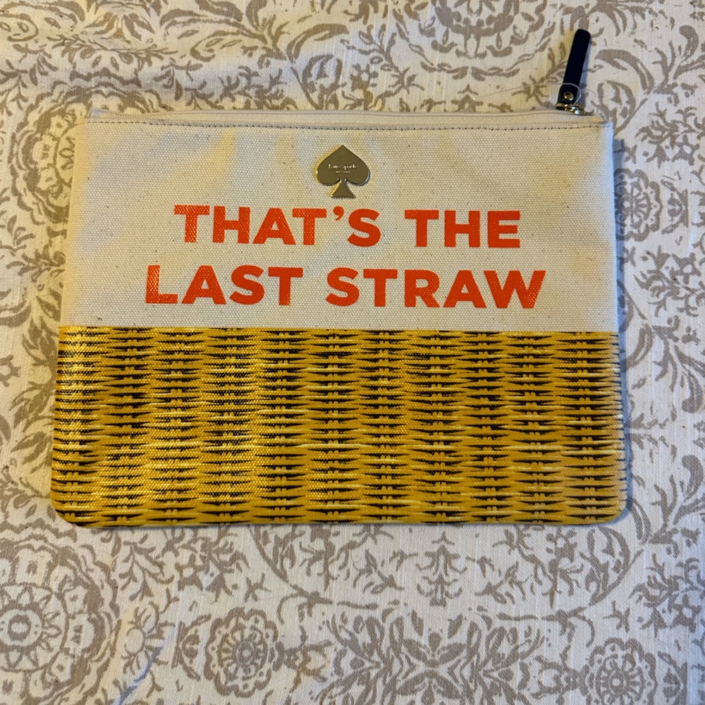 Kate Spade That's The Last Straw Canvas Clutch/Pouch